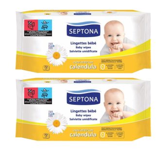 SEPTONA 1+1 влажни марамици со невен, 2 x 72 парчиња