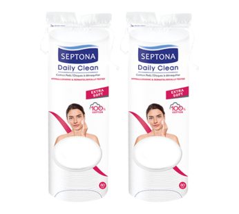 SEPTONA 1+1 Daily Clean памучни туфери, х80 парчиња
